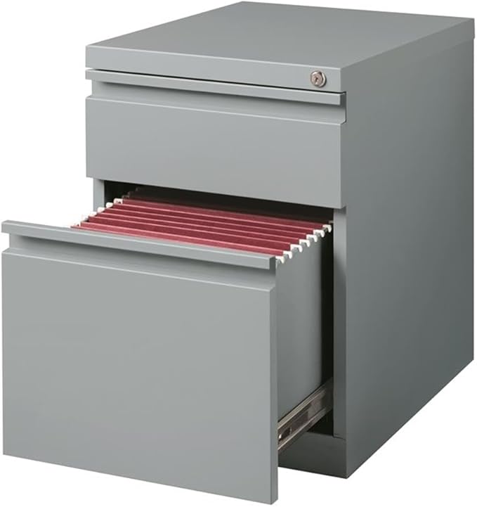 Hirsh 20-in Deep Mobile Pedestal File 2-Drawer Box/File Full Width Pull Silver