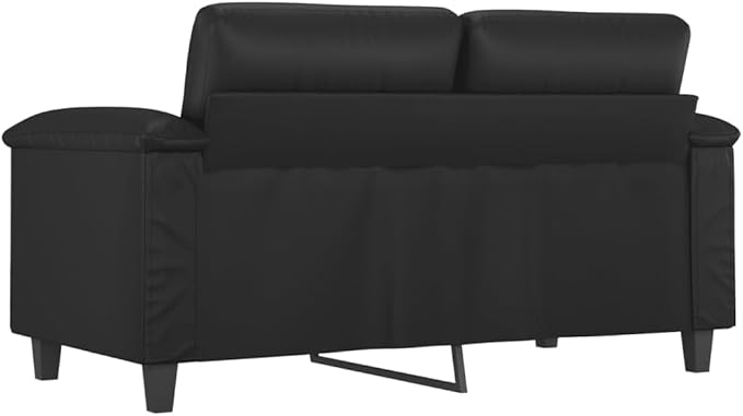 2-Seater Faux Leather Loveseat 59.1 x 59.1 x 31.5 in Modern Compact Couch with Steel Frame &amp Plush Armrests Black Small Sofa for Living Room Apartment Studio
