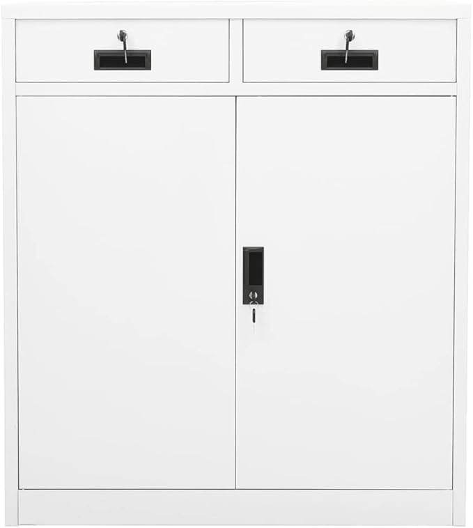 Office CabinetStorage Cabinet Steel Office Storage File Cabinet Storage Cabinet for Home Office Garage for Bedroom Living Room White 35.4x15.7x40.2 Steel