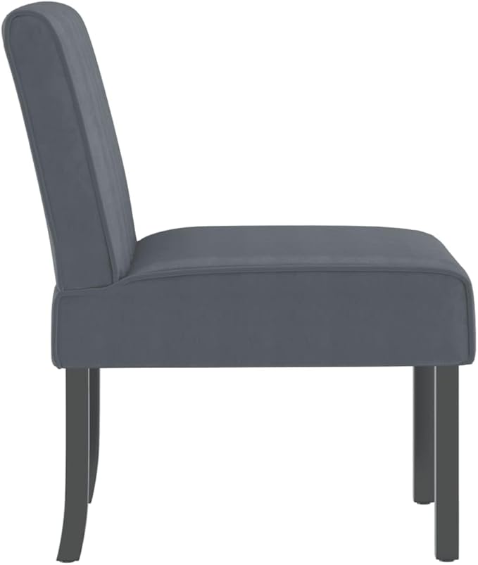 Dark Grey Velvet Slipper Chair - Velvet Bedroom Armchair with Legs Living Room Chair for Living Room/Coffee/Vanity