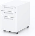 3-Drawer Rolling File Cabinet Metal Mobile File Cabinet with Lock Filing Cabinet Under Desk fits Legal/Letter/A4 Size for Home/Office Fully Assembled Except Wheels (White)