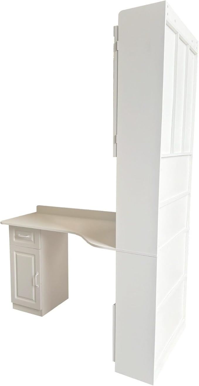 L-Shaped Corner Computer Desk with Hutch Home Office Desk with Storage Shelves Bookcase Cabinet &amp Drawer for Study Room Large Working Space Computer Table for Small Space