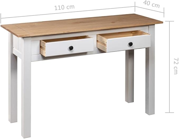 Wooden Writing Computer Desk with 2 Drawers Home Office Desk Writing Study Table for Bedroom Console Table for Living Room White 43.3x15.7x28.3(G)