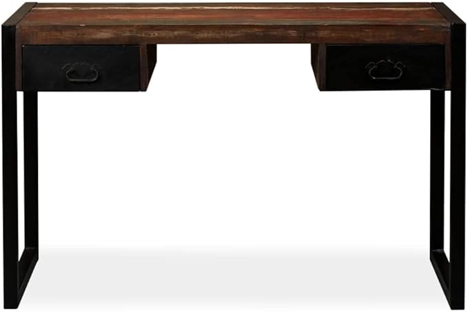 Vintage Home Office Desk Writing Desk with 2 Drawers Industrial Style Study Table Vanity Makeup Dressing Table Save Space Work Desk PC Laptop Stand Brown