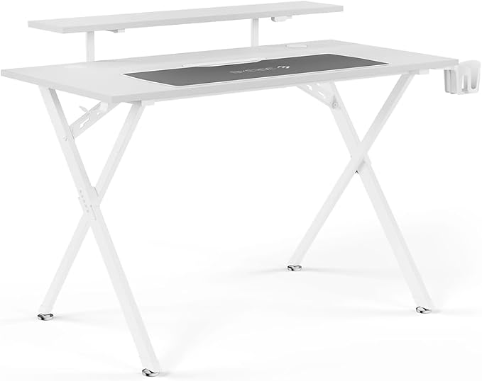 Emerge Vizon 47” Gaming Desk White Modern PC Computer Desk for Gaming Setup &amp Home Office Workstation