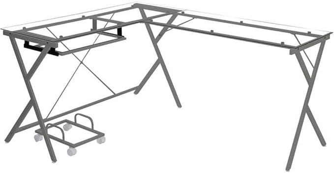 Acme Demas Glass Top Computer Desk with Computer Holder in Clear and Silver
