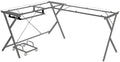 Acme Demas Glass Top Computer Desk with Computer Holder in Clear and Silver