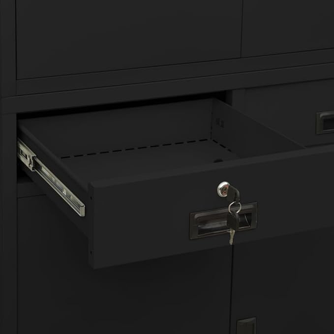 Metal Office Cabinet 70.9 Tall Steel Lockable File CabinetLocking Tool Cabinet Garage Steel Storage Cabinet for Home Office Black 35.4x15.7x70.9 Steel(G) -AA