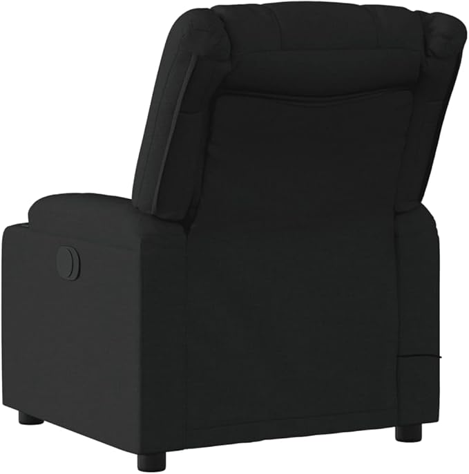 vidaXL Black Fabric Massage Recliner Chair - Manual Reclining Vibration Massage Cup Holders for Comfort in Living Room/Lounge