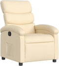 vidaXL Cream Recliner Chair with Adjustable Recline Armchair for Living Room Home Theater Smooth Fabric Supportive Single Sofa Reclining Comfortable Cushioned Upholstery Contemporary