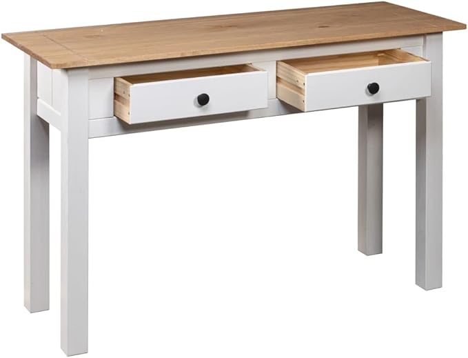 Wooden Writing Computer Desk with 2 Drawers Home Office Desk Writing Study Table for Bedroom Console Table for Living Room White 43.3x15.7x28.3(G)