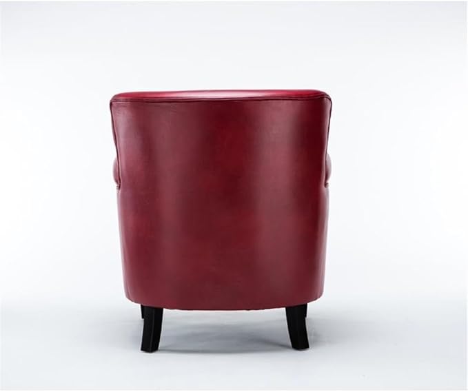 Pemberly Row Red Faux Leather Club Chair Nailhead Trim Upholstered Leather Gel Solid Wood Legs No Sag Springs 2.2 Density Foam Living Room Accent Chair Comfortable Indoor Seating