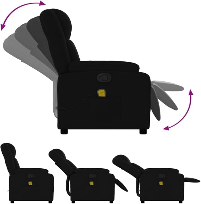 Floor Chair Arm Chair Living Room ChairsSleeper Sofa Massage Recliner Chair Black Fabricfor Apartment Living and Home Office