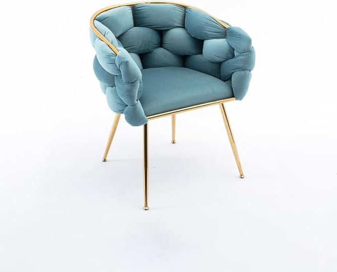 Luxury Modern Simple Leisure Velvet Single Sofa Chair Bedroom Lazy Person Household Dresser Stool Manicure Table Back Chair (Blue + Velvet)