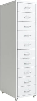 10-Drawer File Cabinet Metal Mobile File Cabinet with Wheels Filing Cabinet Under Desk for Home/Office(Color:White)