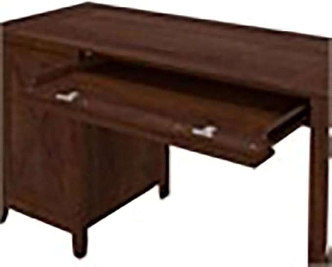 Scranton &amp Co Wood Computer Desk 54W x 24D x 30H Bing Cherry Finish Storage Cabinet with Adjustable Shelf Keyboard Tray Sturdy Post Leg Design Home Office Desk for Work and Organization