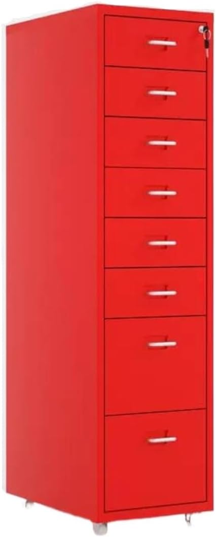 File Cabinet Tin Cabinet Storage Cabinet Under Desk Cabinet with Lock Mobile Drawer Cabinet Storage Data Cabinet (Color : Red)