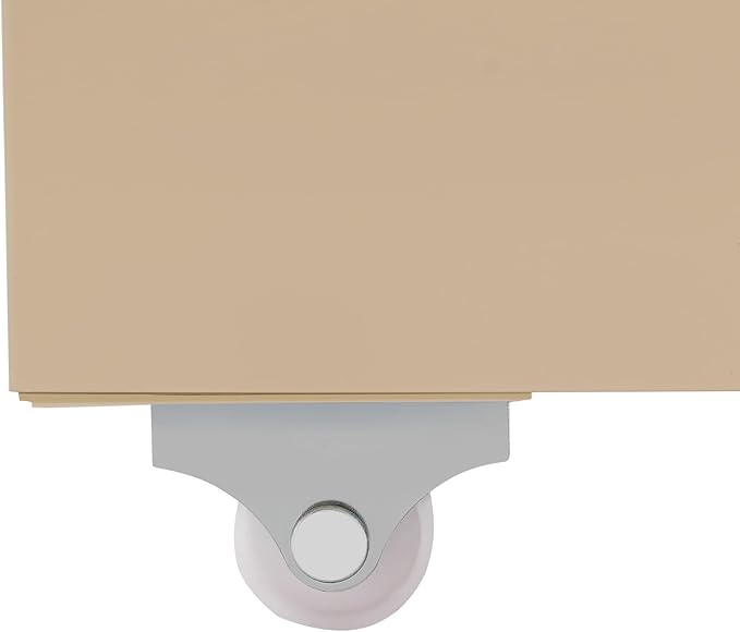 5-Drawer Storage Cabinet with Wheels Metal File Storage Organizer with 4 Small &amp 1 Large Drawers Mobile Vertical Filing Cabinet for Home Office Craft Room Bedroom 11x16.1x27.1in (Beige)
