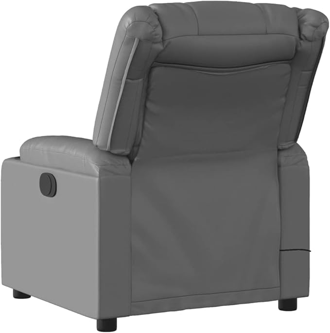 vidaXL Ergonomic Massage Recliner Chair-Adjustable Faux Leather Armchair w/Vibration Manual Recline Cup Holders for Living Room/Lounge-Gray