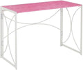 Pemberly Row Folding Desk 39.5 x 19.75 x 29.5 in Pink Wood Top White Metal Frame Space-Saving Design Lightweight Portable Desk for Home Office Dorm Room Compact Workspaces