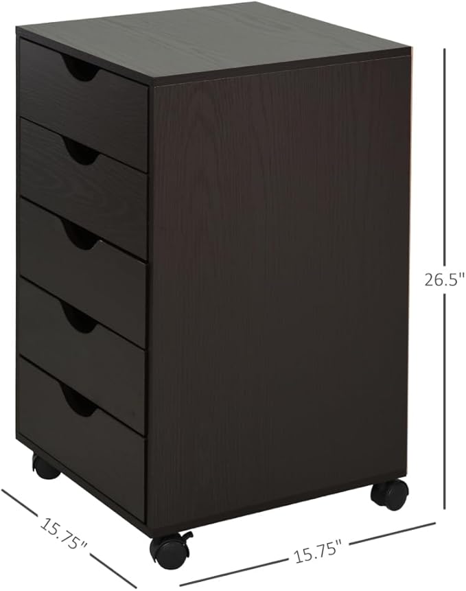 5 Drawer File Cabinet Storage Organizer Filing Cabinet with Nordic Minimalist Modern Style &amp Wheels Brown