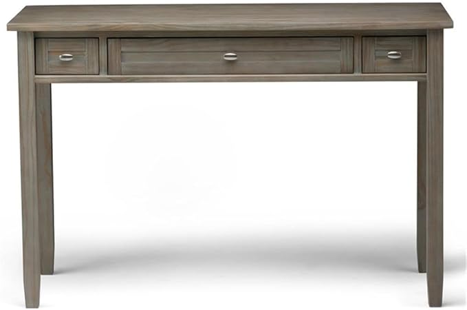 Pemberly Row Transitional Wood Writing Desk 48 in Wide Distressed Gray Finish Solid Wood Construction Shaker Style Drawers Keyboard Tray Office Desk for Home or Living Room