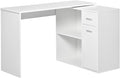 L Shaped Corner Desk with Storage Shelves and Rotating Design for Home Office White