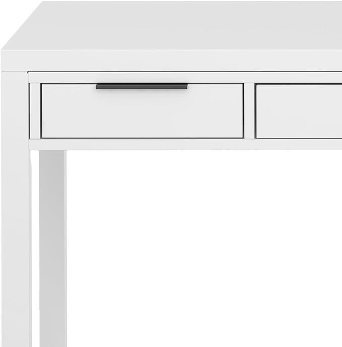 SIMPLIHOME Hollander Desk - 60 Inch Wide Solid Wood Writing Desk in White Contemporary Home Office Computer Table for Workspace or Study with 2 Drawers and Flip-Down Keyboard Tray