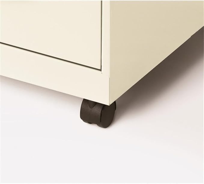 Pemberly Row 2-Drawer Mobile Vertical Filing Cabinet 18in Metal Pearl White Finish Lockable Storage Letter-Size File Drawer Smooth Glide Suspension Compact Office Furniture with Casters