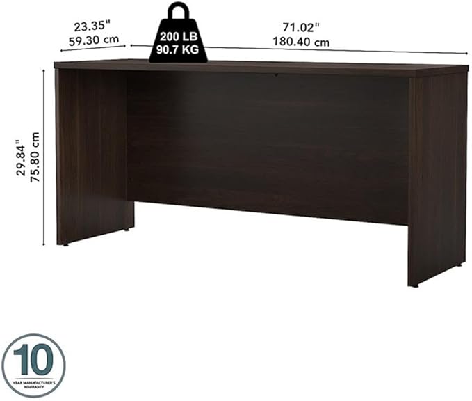 Bush Business Furniture Studio C 72-inch W Credenza Desk Black Walnut (SCD372BW-Z)