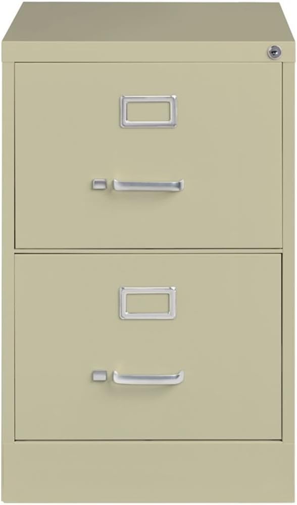 Pemberly Row 26.5 D Metal Vertical Filing Cabinet Legal Width 2 Drawer Putty Finish Durable Commercial Grade Steel Lockable Office Storage for Files Fully Assembled