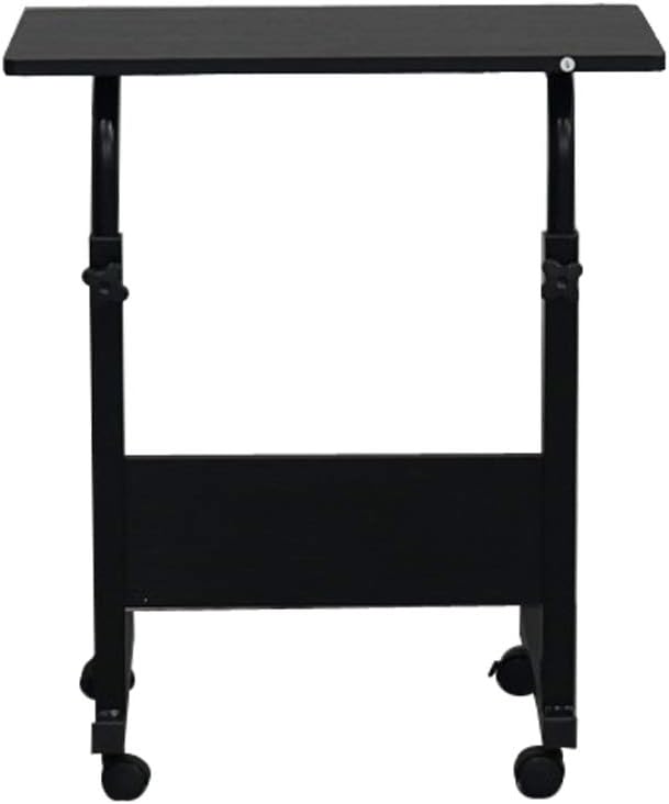Side Mobile TableComputer Desk with Wheels Height Adjustable Rolling Potable Laptop Cart C-Shaped Bed Couch End Tables for Living Room Bedroom (Black S with Baffle)