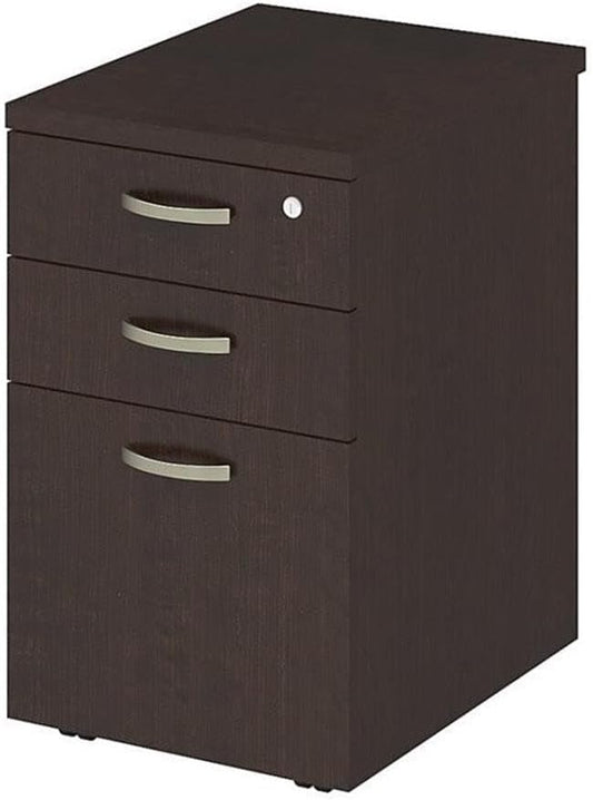 Scranton &amp Co 3 Drawer Mobile File Cabinet 25.37H x 15.98W x 20.08D Laminate MDF Steel Mocha Cherry Finish Lockable Letter/Legal Files Rolling Casters Fits Under Desk Office Storage Solu