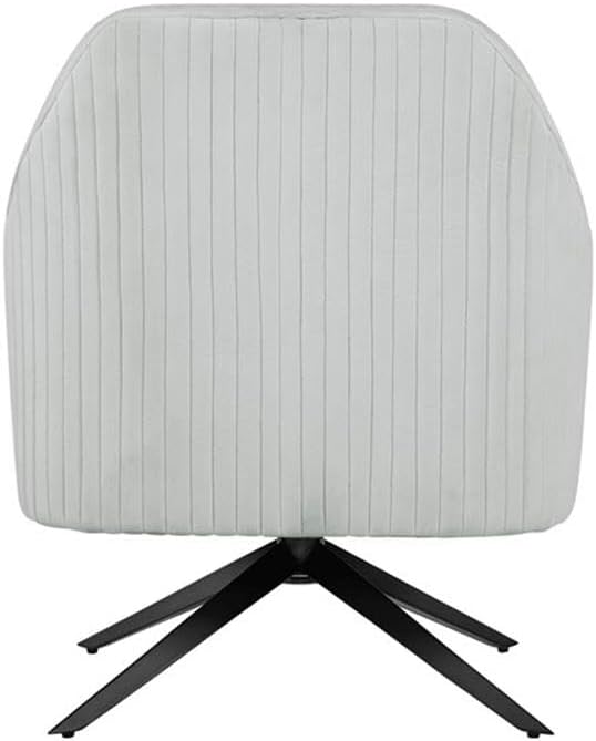Pemberly Row Modern Swivel Chair Light Gray Fabric Upholstery Channel Tufted 360 Degree Swivel Base High Density Foam Cushion Solid Wood Frame Accent Chair for Living Room or Home Office Use