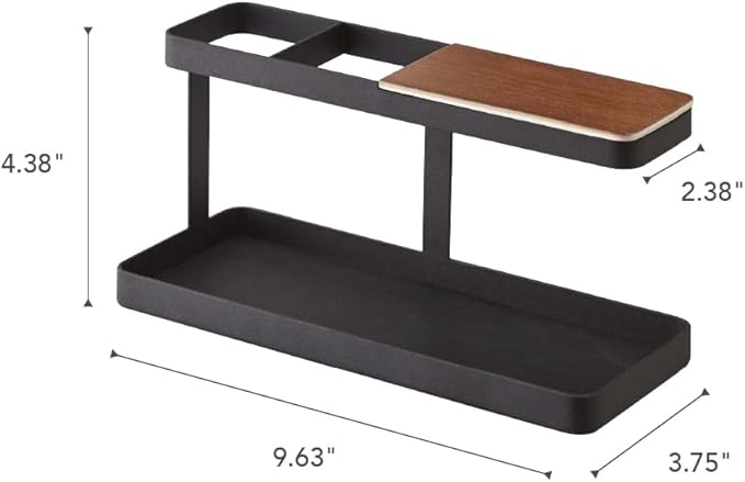 YAMAZAKI Home Tower Desk Bar - Wood &amp Steel Organizer - Steel