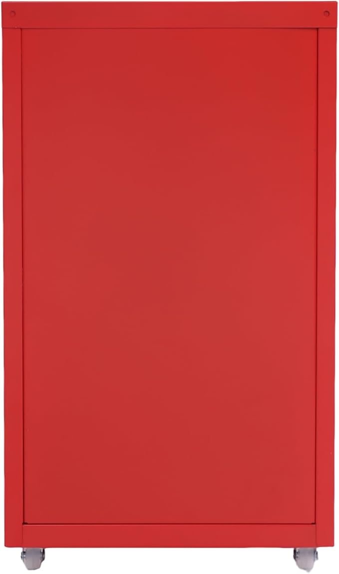 File Cabinet 3 Drawer Filing Cabinet with Wheels Metal Under Desk Storage Cabinet for Home Office Commercial Hanging File Folders Organizer for Letter/A4 Size(Red)