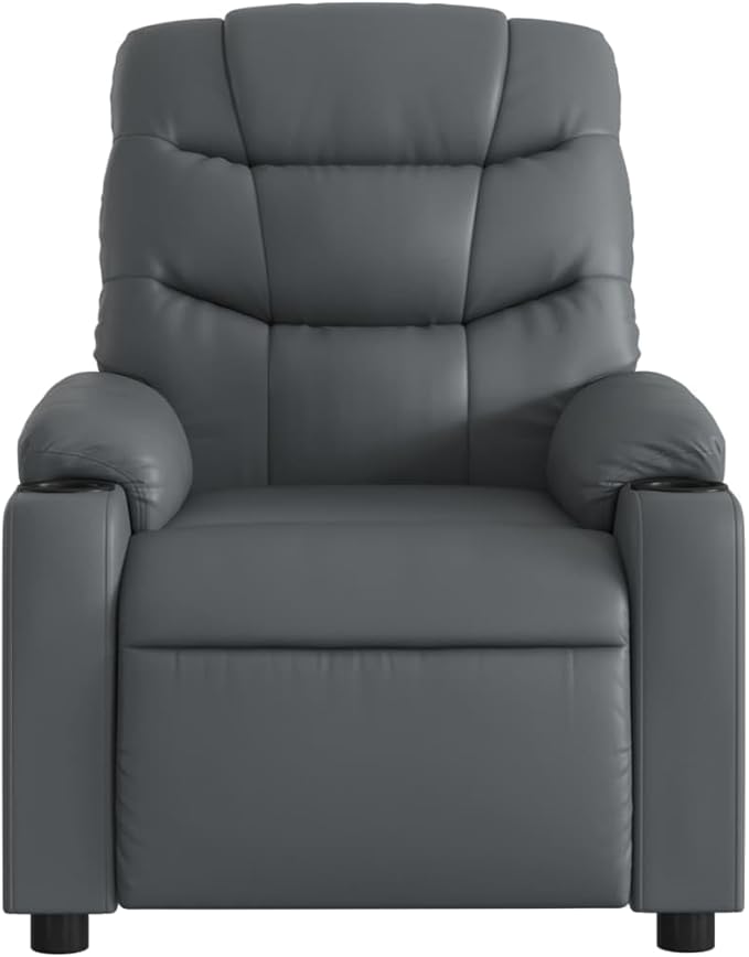 vidaXL Massage Recliner Chair Grey Faux Leather Standard