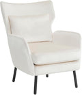 Chair ReclinerWingback Velvet Accent Chair Modern Upholstered Armchair for Living Room Bedroom and Reception Area Comfortable Single Sofa Chair with Metal Legs and Pillow (Beige+Velvet)