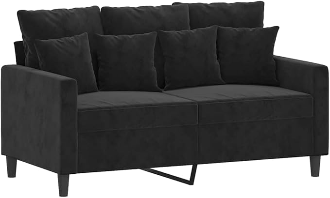 vidaXL Modern 2-Seater Black Velvet Sofa with Sturdy Metal Frame – Deep Comfort Seat - Ideal for Living Room Lounge or Home Office