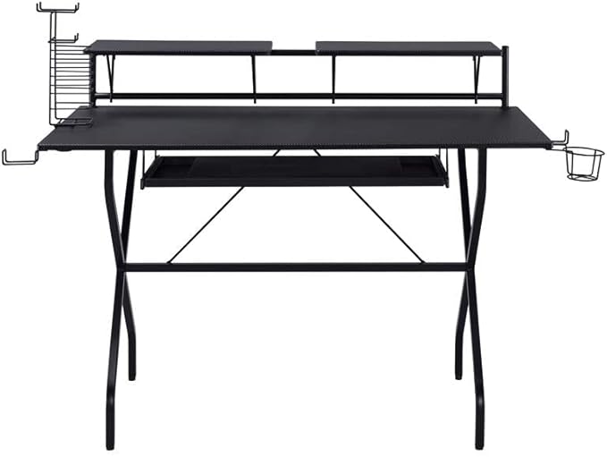 Acme Hartman Wooden Top 2-Shelf Computer Desk with Keyboard Tray in Black