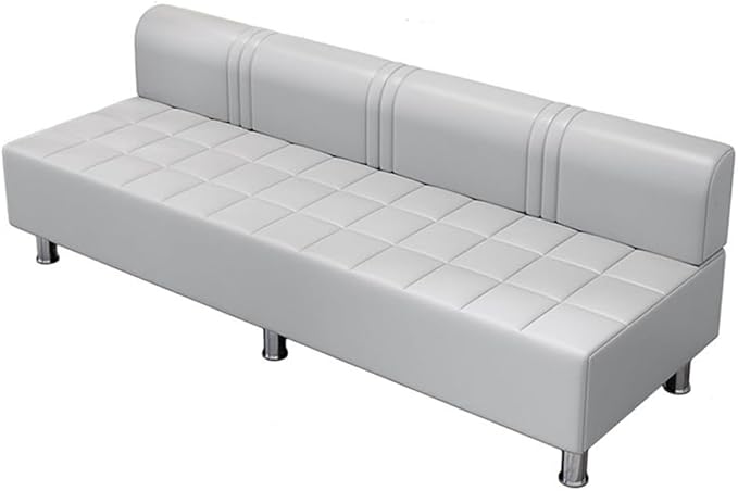 LITFAD Barber Shop Sofa Waiting Chair Modern Leisure Sofa for The Parlor Bedroom Leather Cushioned Couch Light Gray 55 L x 21.5 W x 23.5 H