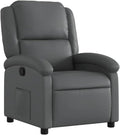 vidaXL Modern Recliner Chair in Gray Faux Leather with Adjustable Footrests and Side Pocket for Living Room Bedroom Office Use Chairs Reclining Armchair Elderly TV Sofa Push