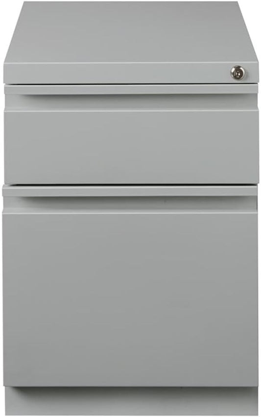 Hirsh 20-in Deep Mobile Pedestal File 2-Drawer Box/File Full Width Pull Silver