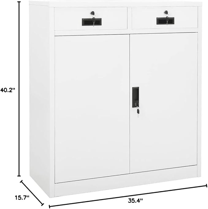 Office CabinetStorage Cabinet Steel Office Storage File Cabinet Storage Cabinet for Home Office Garage for Bedroom Living Room White 35.4x15.7x40.2 Steel