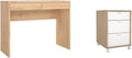Pemberly Row Set of 2 Home Office Writing Desk and 3-Drawers Mobile Cabinet
