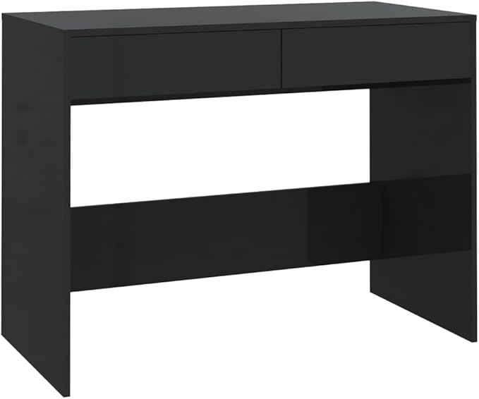 Black Computer Desk 39.8x19.7x30.1 Inches Home Office Study Table with 2 Drawers Engineered Wood Writing Workstation for Small Spaces