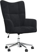 vidaXL Relaxing Chair – Black Velvet Adjustable Height 360-Degree Swivel Rolling Castors Sturdy Steel Frame - for Office Living Room Lounge Area