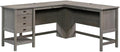 Pemberly Row L-Shaped Farmhouse Computer Desk 65.12 W x 58.66 D Engineered Wood Mystic Oak Finish 2 Drawers with Storage Cord Management Home Office Desk for Work or Study