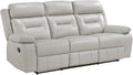 Lexicon Laconia Leather Double Reclining Sofa in Silver