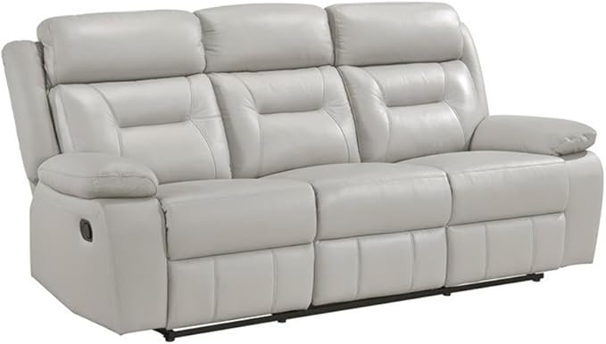 Lexicon Laconia Leather Double Reclining Sofa in Silver